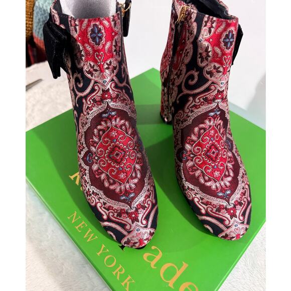 kate spade Shoes - Kate Spade NY Holly Boot Russet Multi Brocade Size 7.5M New in Box Red/Blk
